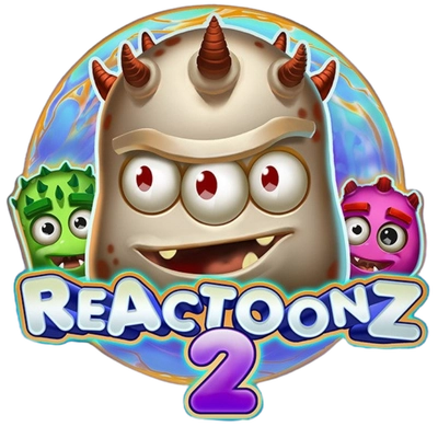 Reactoonz 2 -pelin päähahmо Gargantoon, kolmisilmäinen vihreä olento punaisella päälla ja suurella hymyllä