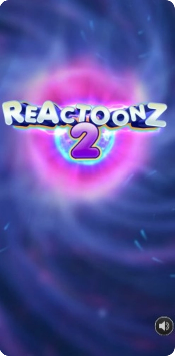 Reactoonz 2 -pelin latausruutu kosmisella avaruustaustalla ja vaaleanpunaisella energialla